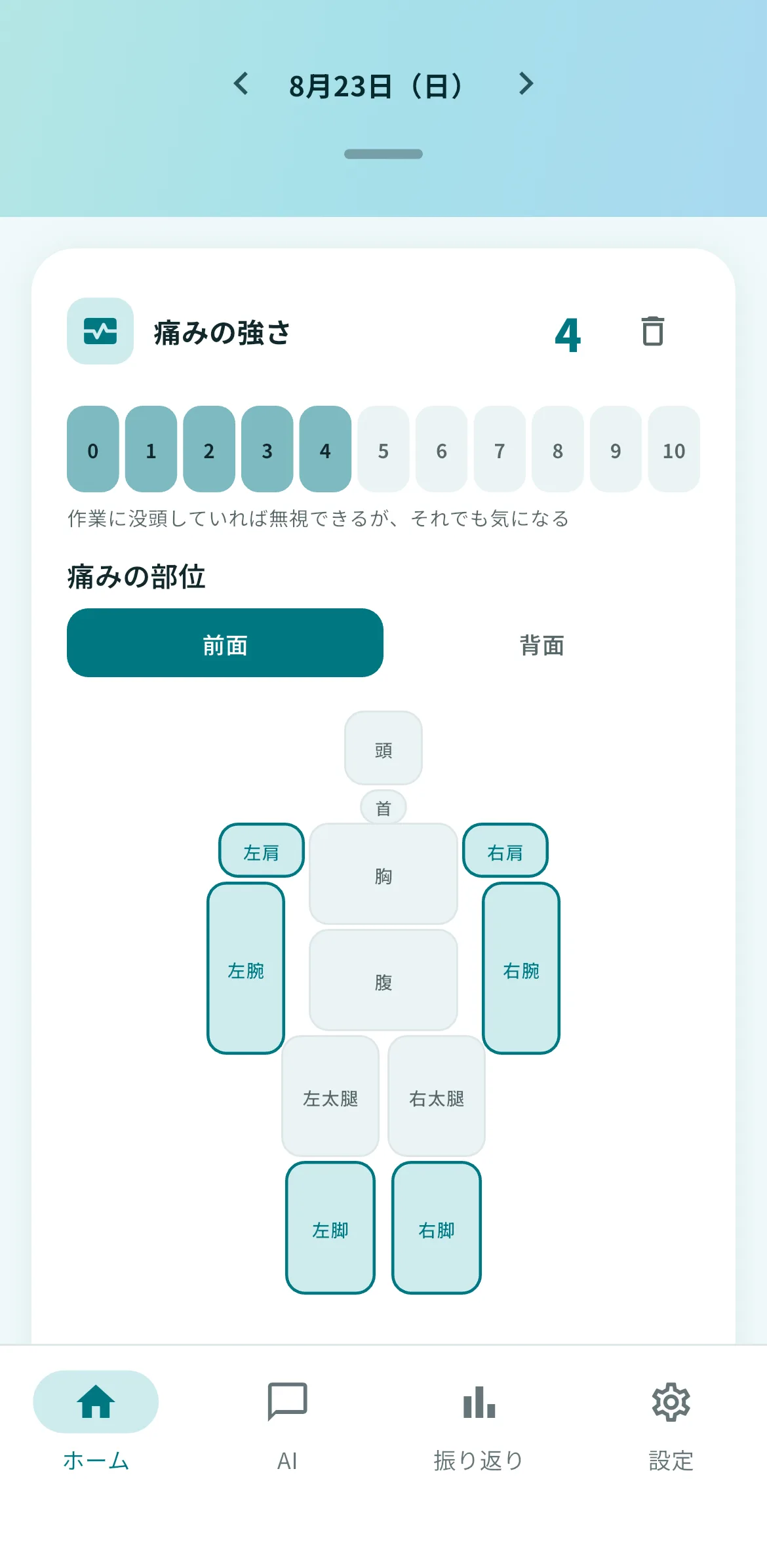 痛みとその日のことの記録